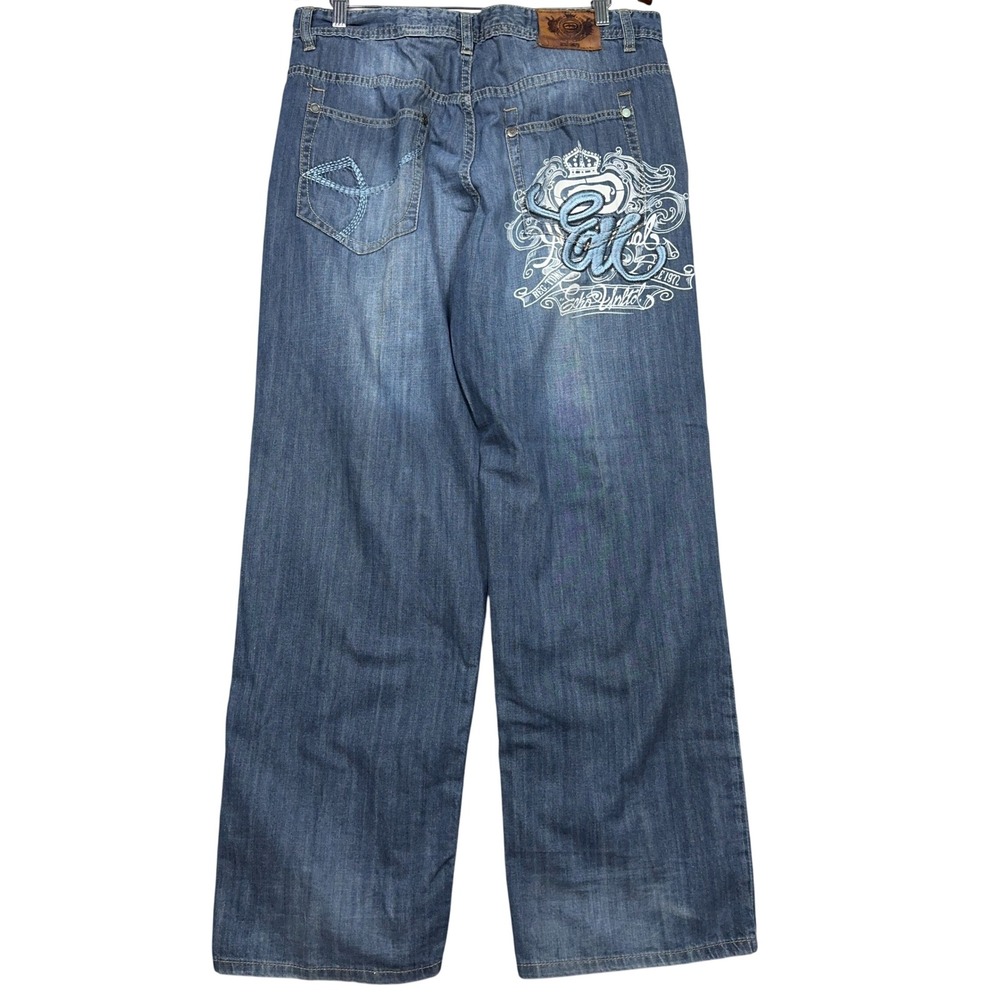 Ecko Unltd Embroidered Baggy Y2K Jeans Mens‎ Size 36 Blue Skater Hip Hop